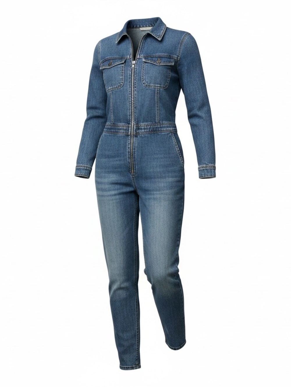 Madewell Blue Denim Zip-Front Women's Jumpsuit
